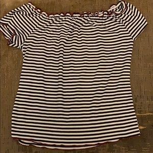 Off the shoulder striped shirt